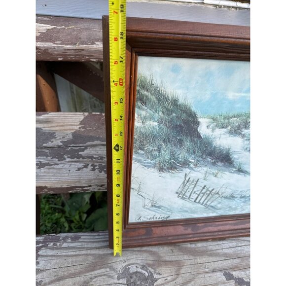 Vintage Seascape Beach At the Beach  Scene Framed Art Lithograph Print By A. Seh - Picture 7 of 8